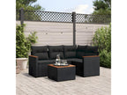5-piece garden furniture set with cushions, black woven resin LUPU15207