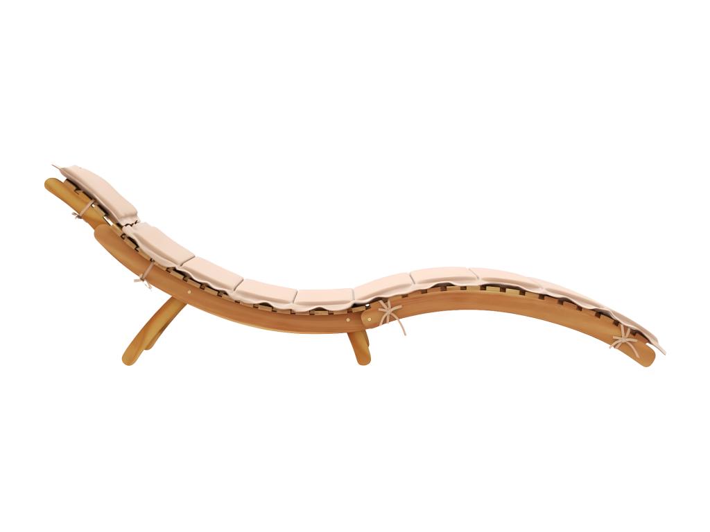 Sun lounger with beige cushion, solid Nobelea wood JOVF95259