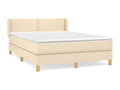 Upholstered bed base with mattress, Cream, 140x190 cm, Fabric OUSV45642