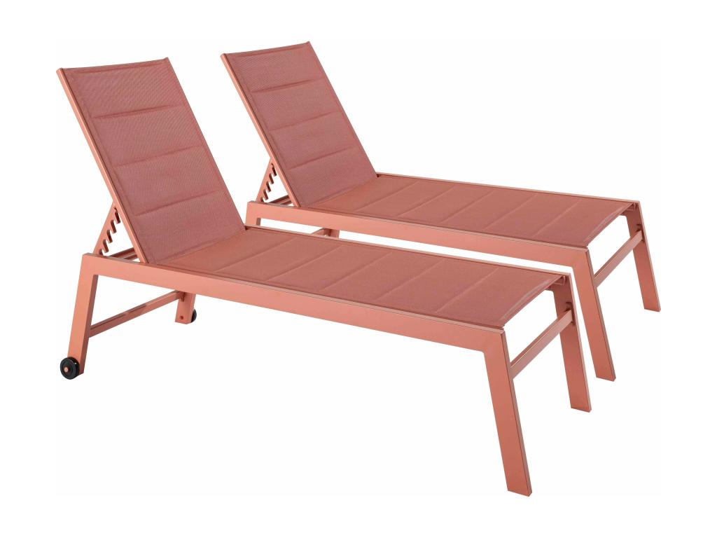 Set of 2 sun loungers in aluminum and clay-colored textilene - Nobellea YANX53128