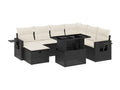 8-piece garden furniture set with cushions, black resin wicker ABXM98951