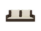 Swing chair with brown cushions, 119x56x48 cm, woven resin, ICCS11771