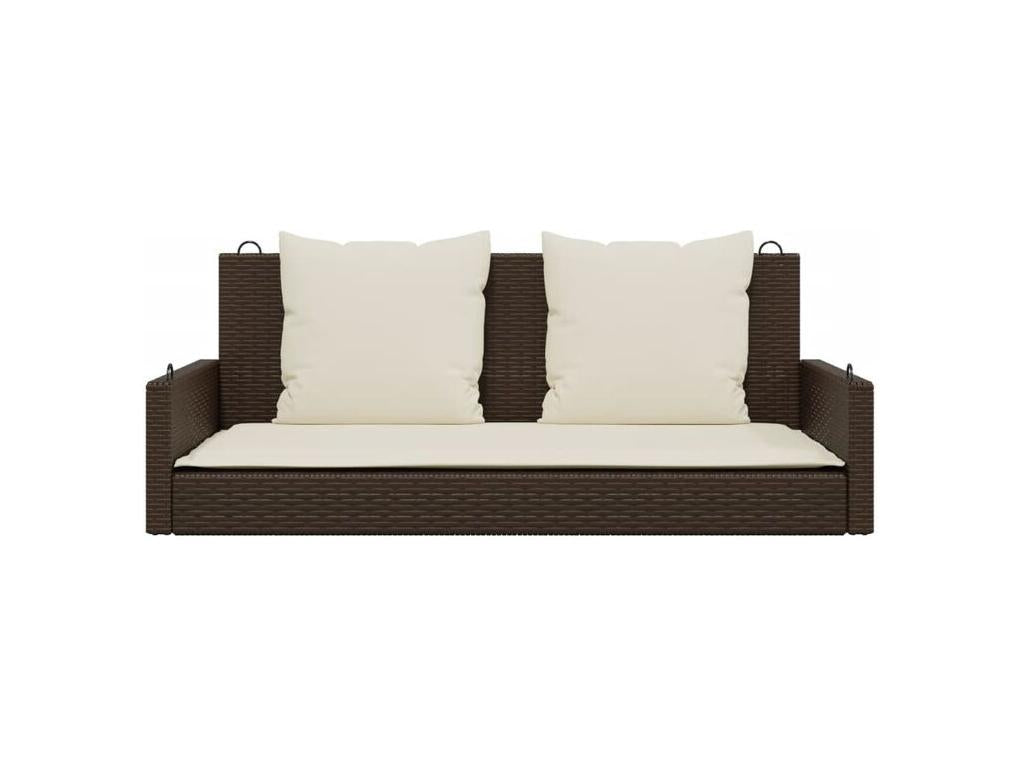 Swing chair with brown cushions, 119x56x48 cm, woven resin, ICCS11771