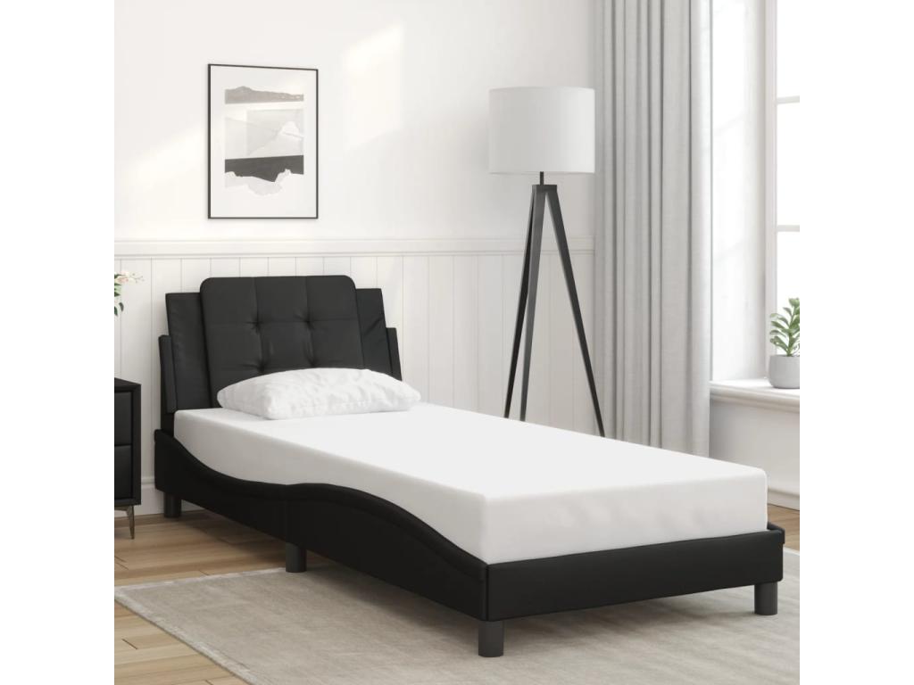Bed frame with LED lighting, mattress not included, black, 80x200 cm QZMB15415