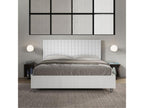 Container double bed 160x190 white ash Burmy headboard in white faux leather YUIN55287