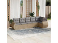 Garden furniture set with cushions, 6 pieces, beige woven resin, GWXH58186