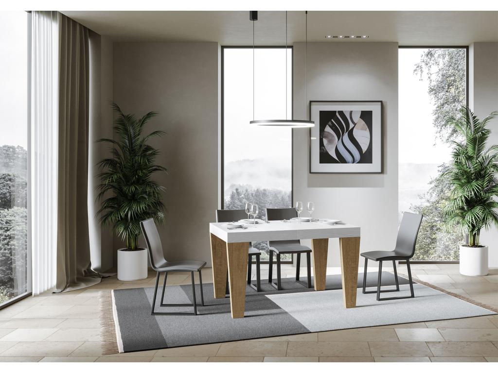 Nobellea Mix extendable table 90x130/390 cm, White Ash top, Natural Oak legs LHYA08935