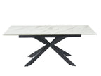 Nobellea Extendable Dining Table - Seats 6 to 8 - Ceramic/Tempered Glass - White Marble Effect by Nobellea CUXN80456