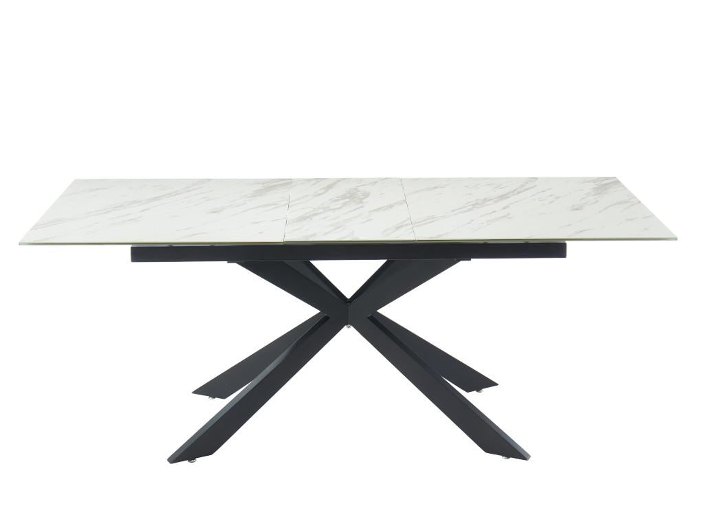 Nobellea Extendable Dining Table - Seats 6 to 8 - Ceramic/Tempered Glass - White Marble Effect by Nobellea CUXN80456