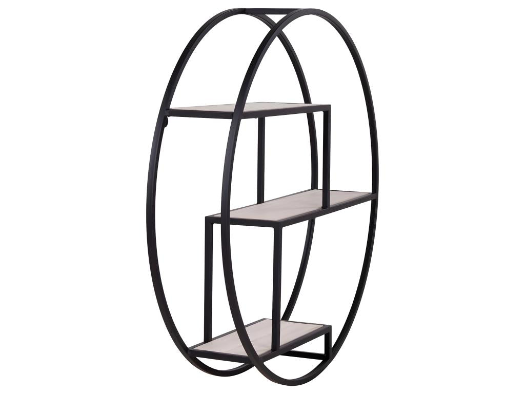 Nobellea Round Wall Shelf, Black and Natural JPEP63988