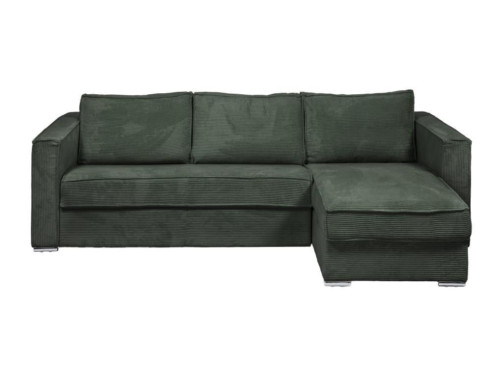 Express convertible and reversible corner sofa in green corduroy - 140 cm sleeping area - 22 cm mattress Dekonao NXRW91558