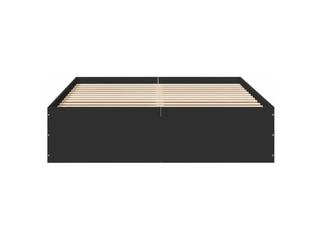 Black bed frame 120x200 engineered wood BZNQ08490