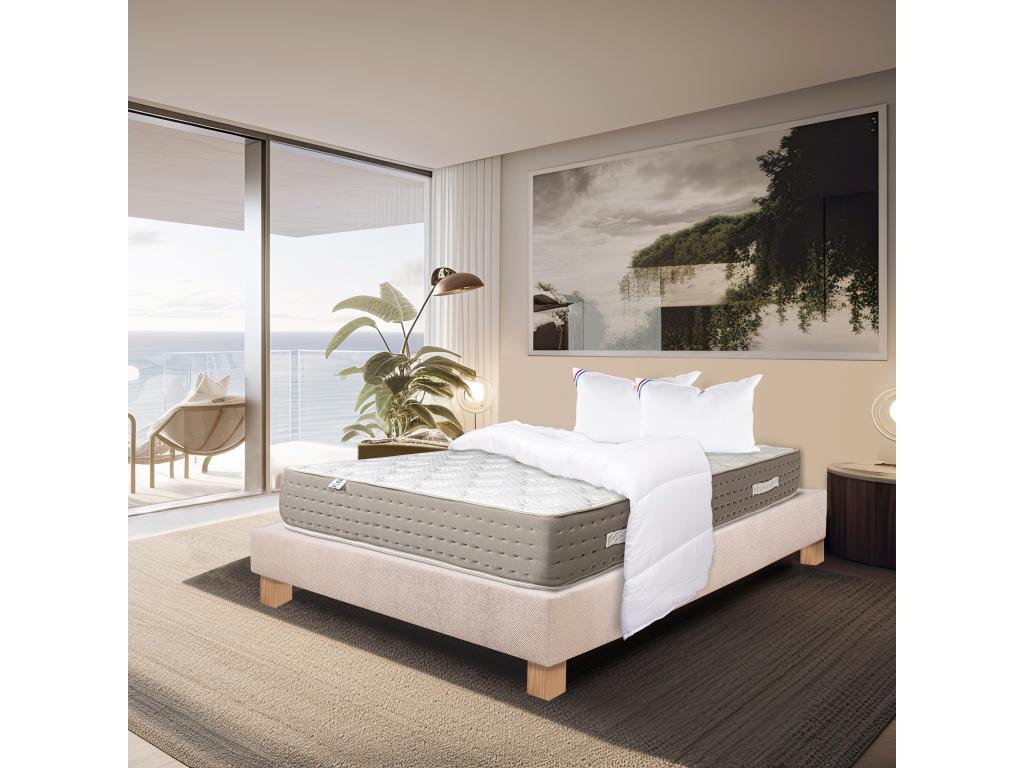 Nobellea 140x200 cm Mattress Set, 26 cm Beige Bed Base, 2 Pillows, Duvet HJDZ68840