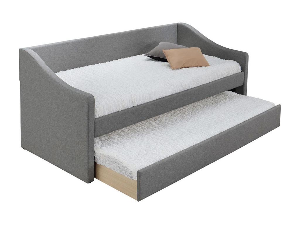 Light grey fabric trundle bed 90x190 cm Nobellea EUKZ64680