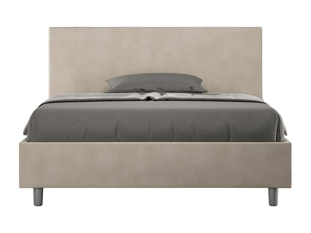 Double bed without slatted base, upholstered 140x200 cm, sand microfiber, Nobellea PSTU38315
