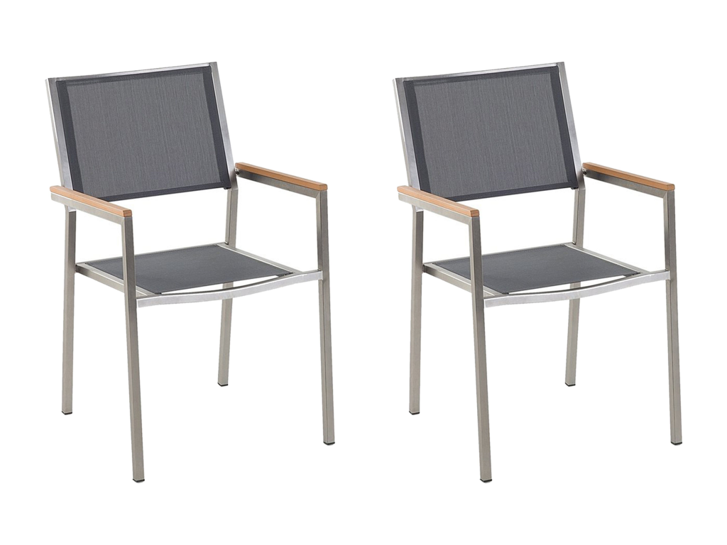 Set of 2 Nobellea garden chairs, stainless steel, grey YNZI45102