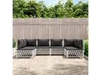 Garden furniture set with cushions, 6 pieces, white steel QUBX81803