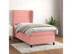 Upholstered bed base and mattress, Pink, 80x200 cm, Velvet, RXAP66858