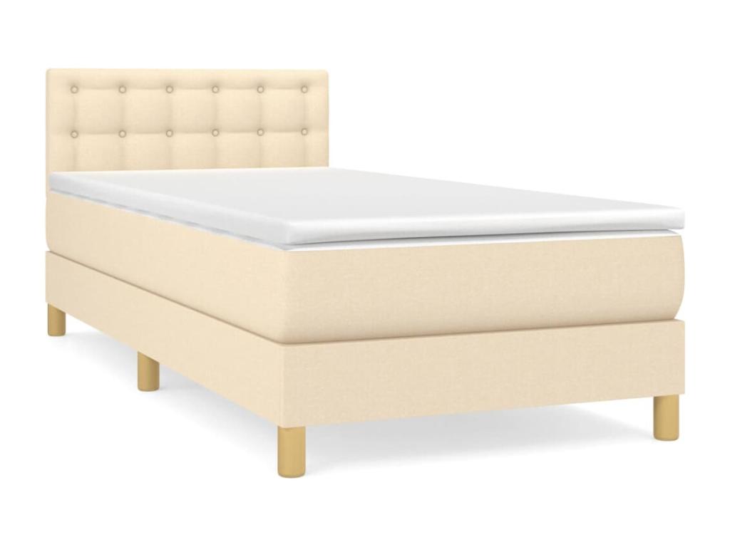Upholstered bed base with mattress, Cream, 100x200 cm, Fabric ECZY44682