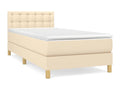 Upholstered bed base with mattress, Cream, 100x200 cm, Fabric ECZY44682