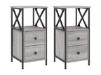 Boisona 2-piece bedside tables, grey, 34x35.5x70cm, engineered wood, FCGW81184