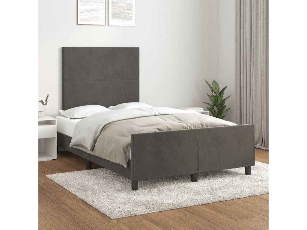 Bed frame with dark grey headboard 120x190 velvet BZUU01530
