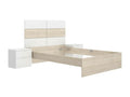 Nobellea Double Bed Slatted Base for Bedroom Bedding by Bedroom Mattress Support 267x205 h122 cm White and Light Oak DYLO81314