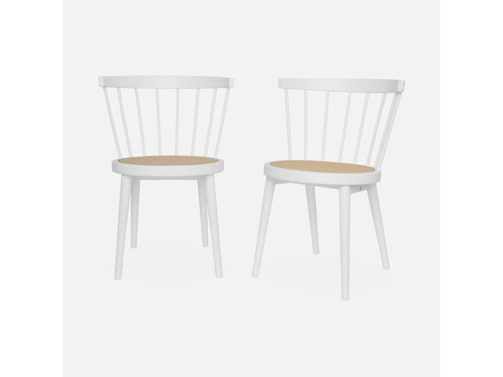 Set of 2 white wooden and cane chairs - Nobellea - W 54 x D 54 x H 76.5cm. WLBP65089