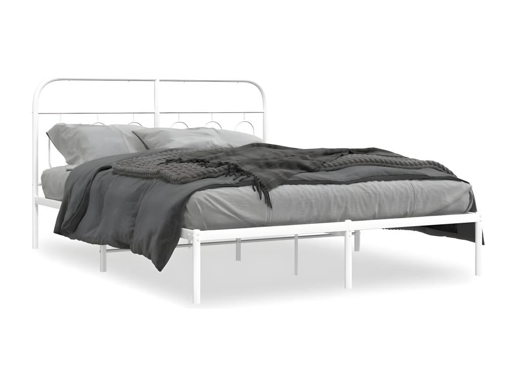 Metal bed frame with white headboard 150x200 cm YFAY09524