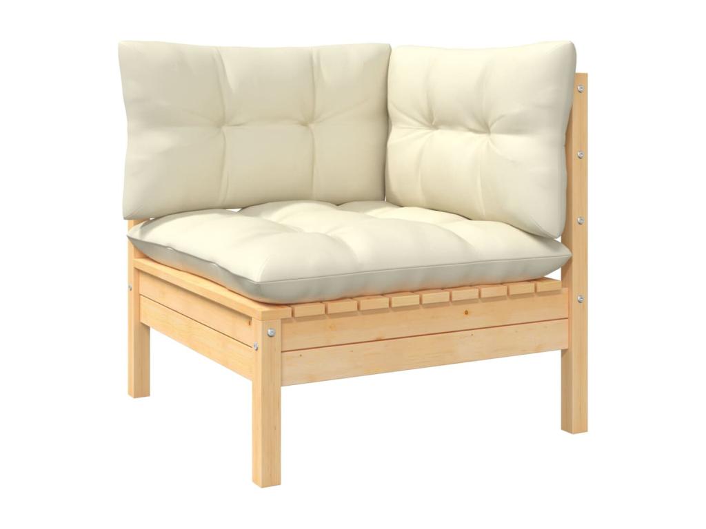 8-piece garden furniture set with cream cushions, solid pine wood IUBX24616