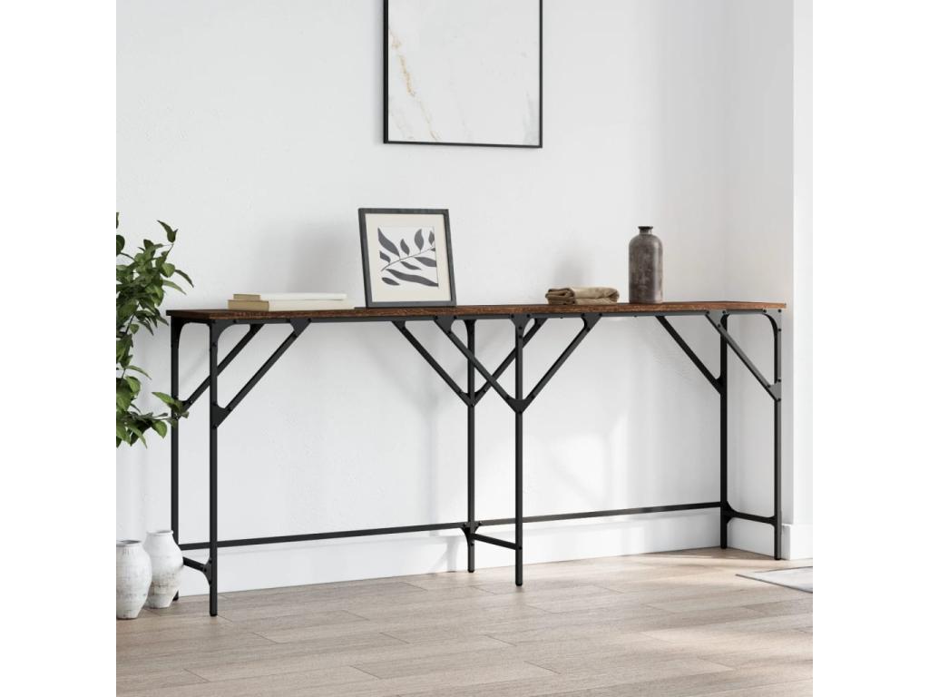 Console table in brown oak, 180x29x75 cm, engineered wood KDCD42355