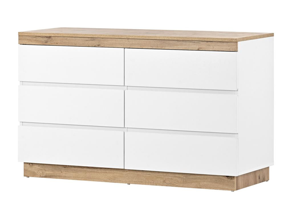 Storage unit with 6 drawers for bedroom and living room, E1 white oak particleboard, MPZL60224