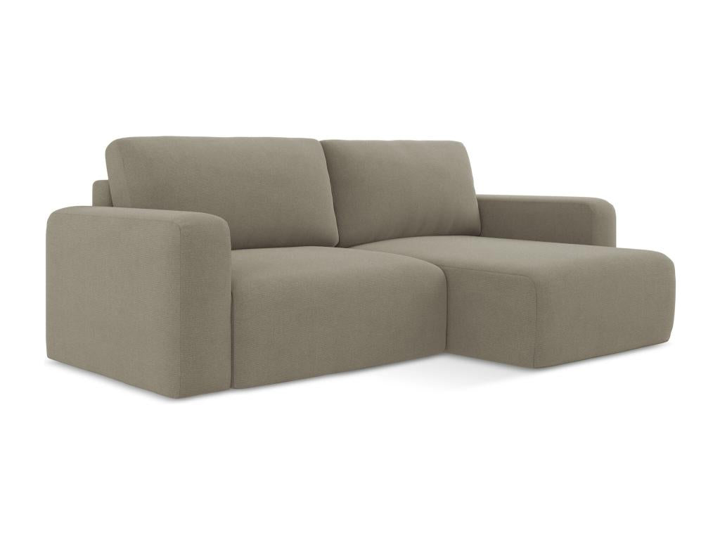 3-seater right-hand corner sofa bed in Nobellea - dark beige - Nobellea FQMH09153