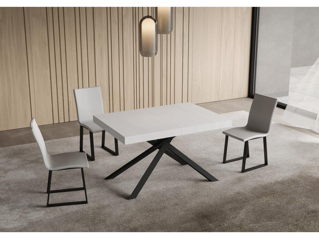 Niket extendable table 80x140/224 cm, white ash wood, anthracite legs VIVR42106