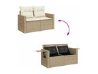 Garden furniture set with cushions, 6 pieces, beige woven resin, WGQS49301