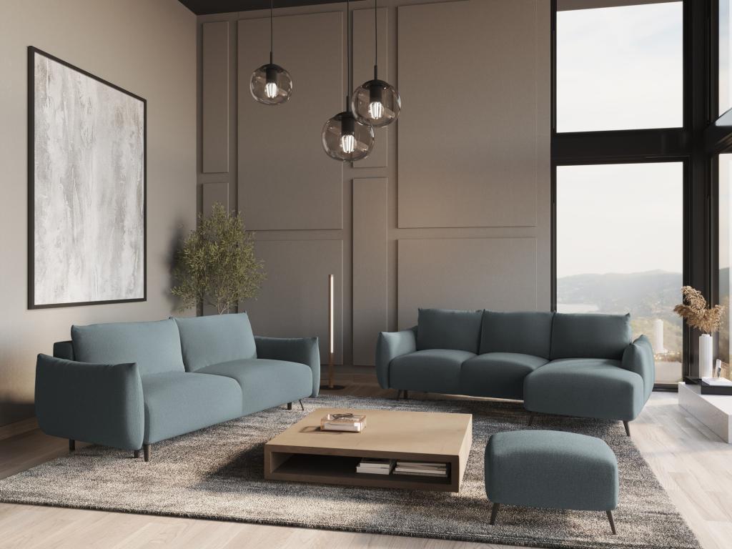 Right-hand corner sofa bed in chenille fabric - jeans - Nobellea XKCB15414