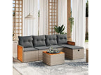 6-piece garden furniture set with grey resin wicker cushions HLGU73491