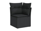 11-piece garden furniture set with cushions, black woven resin SRNM78465
