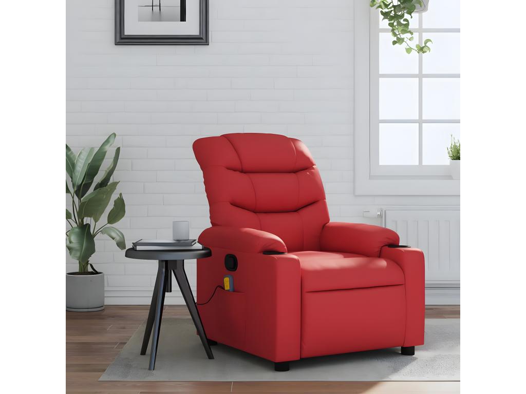 Red faux leather reclining massage chair VHJS98902