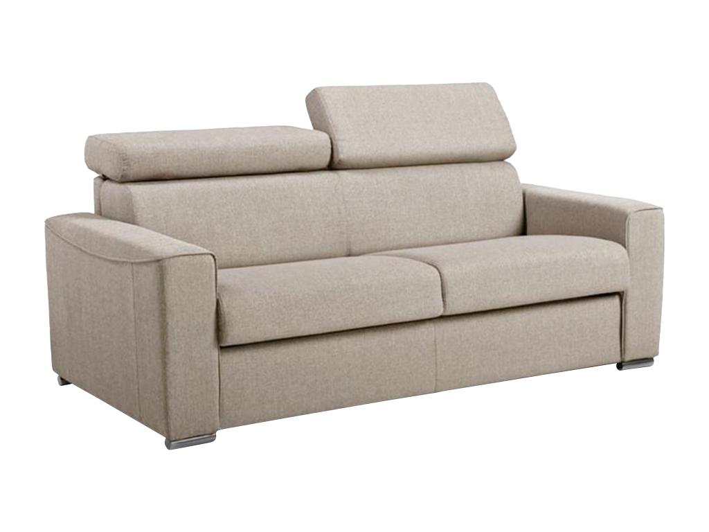 3-seater express convertible sofa in beige fabric - Nobellea wide sleeping area 140 cm - 14 cm Nobellea memory foam mattress JNQK56500