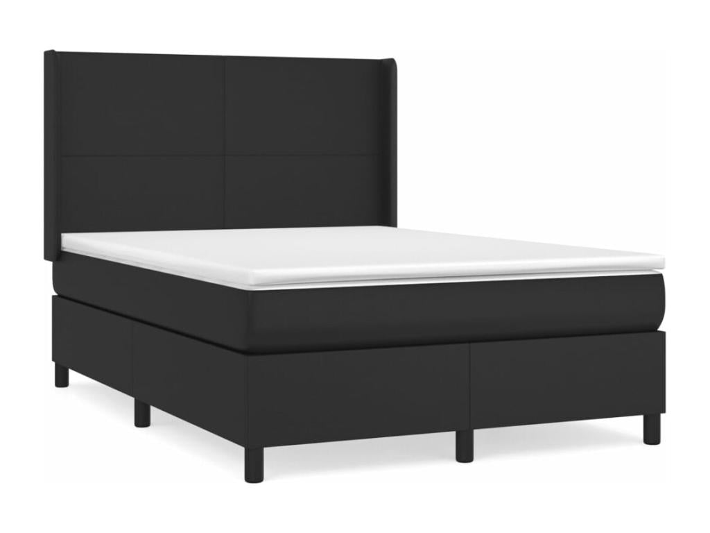 Nobellea bed base with mattress, black, 140x200 cm, faux leather, BGSV18347