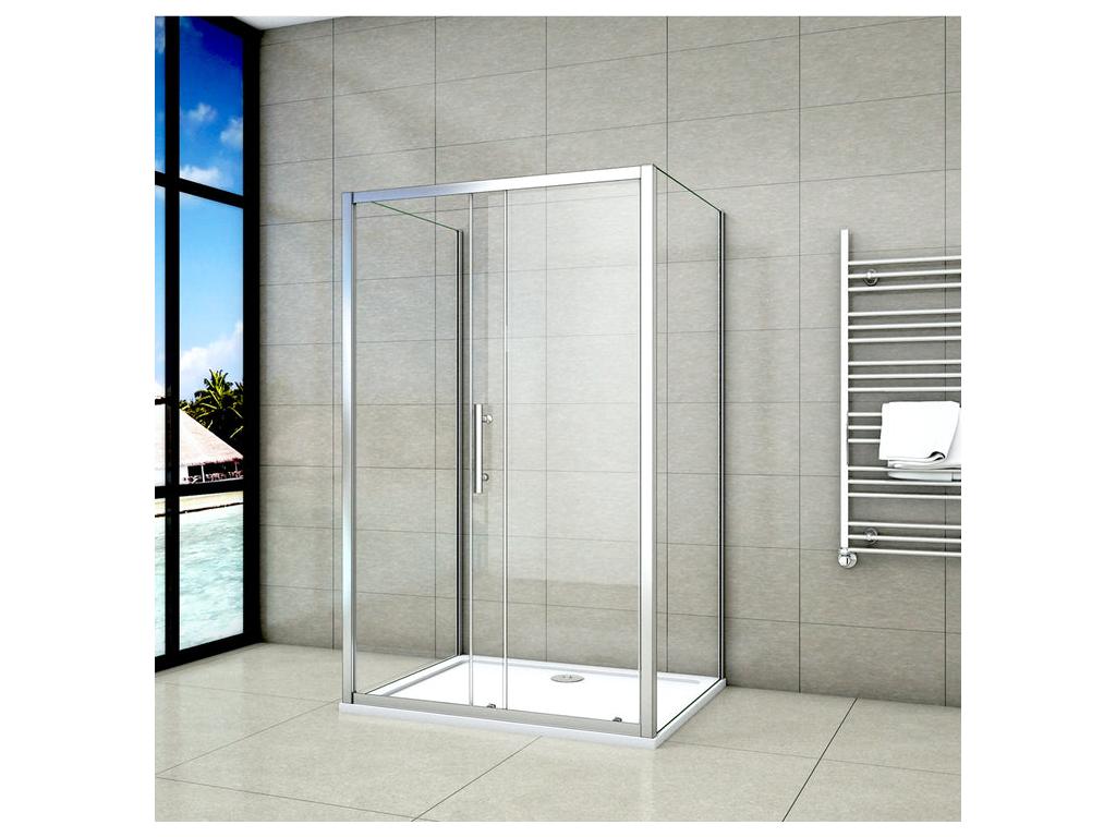 U-shaped sliding shower enclosure 120x100x100x190cm in 5mm safety glass, 120cm sliding shower door, 2 side panels MYHE20418