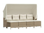 5-piece garden furniture set with cushions, beige woven resin KSXW45847