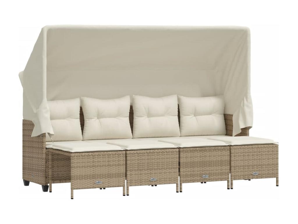 5-piece garden furniture set with cushions, beige woven resin KSXW45847