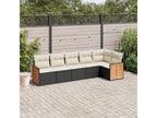 6-piece garden furniture set with cushions, black woven resin HOJY34321