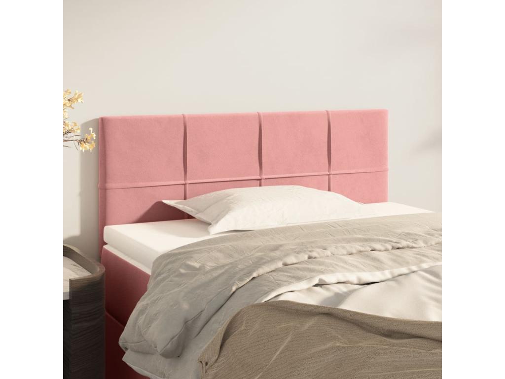 Pink Headboard 90x5x78/88 cm Velvet VATC29111
