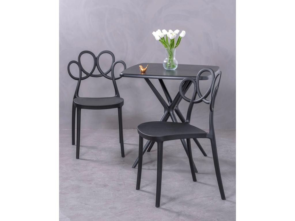 Set of 4 designer chairs and table for the garden - Dream - Black WNPB31442