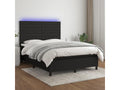 Upholstered bed base with mattress and LED lighting, black, 140x200 cm, fabric JJST25041