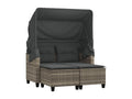 2-seater garden sofa and canopy with light grey rattan stools JBVL62486