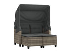 2-seater garden sofa and canopy with light grey rattan stools JBVL62486